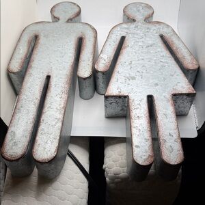 Hobby Lobby Silver Metal Wall Figures - bathroom signs